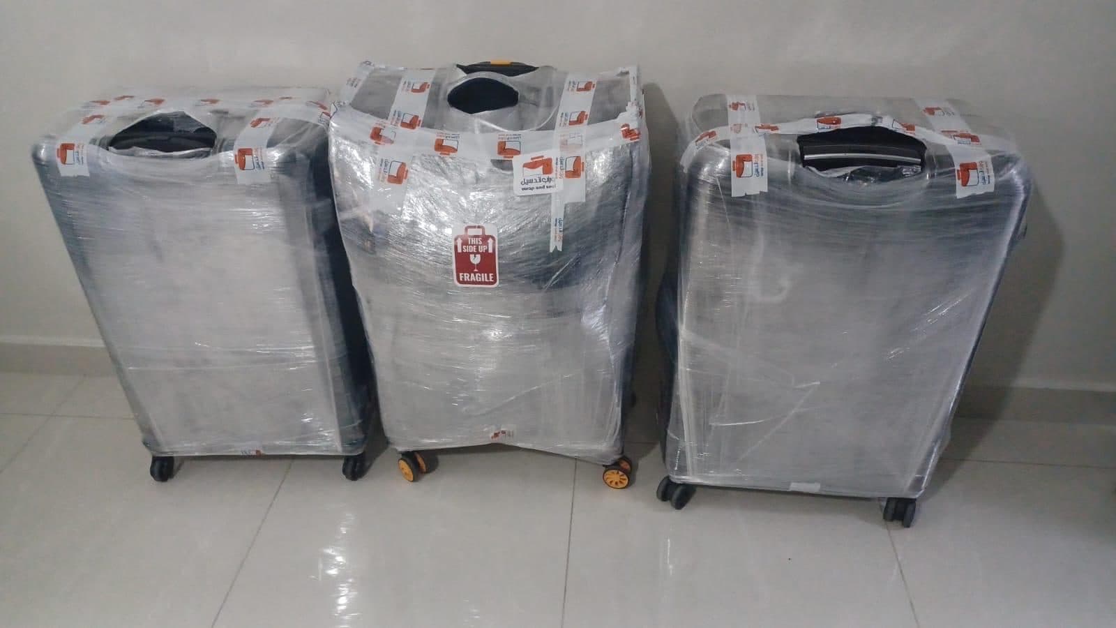Wrapped and sealed luggage